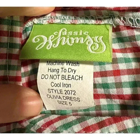 Classic Whimsy Christmas Holiday Gingham Olivia Dress / Girl's Size 5 - Picture 3 of 4